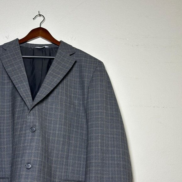 Joseph & Feiss Mens 2-Button Gray Wool Blazer Suit Jacket 48L Chile Sportcoat - Picture 3 of 16